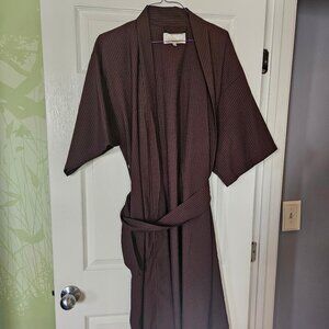 Telegraph Hill Chocolate Seersucker Kimono Robe One Size